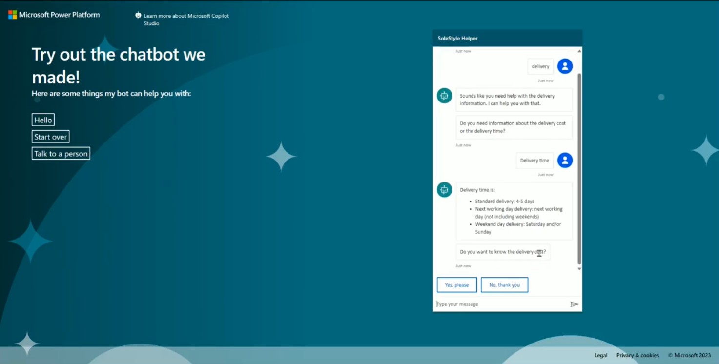 Chatbot conversation screenshot